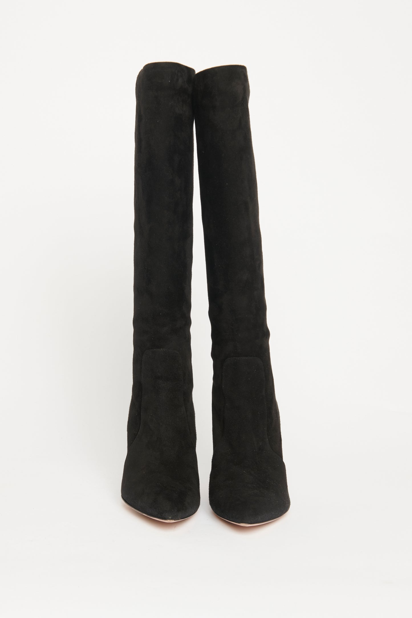 Black Suede Preowned Knee High Boots