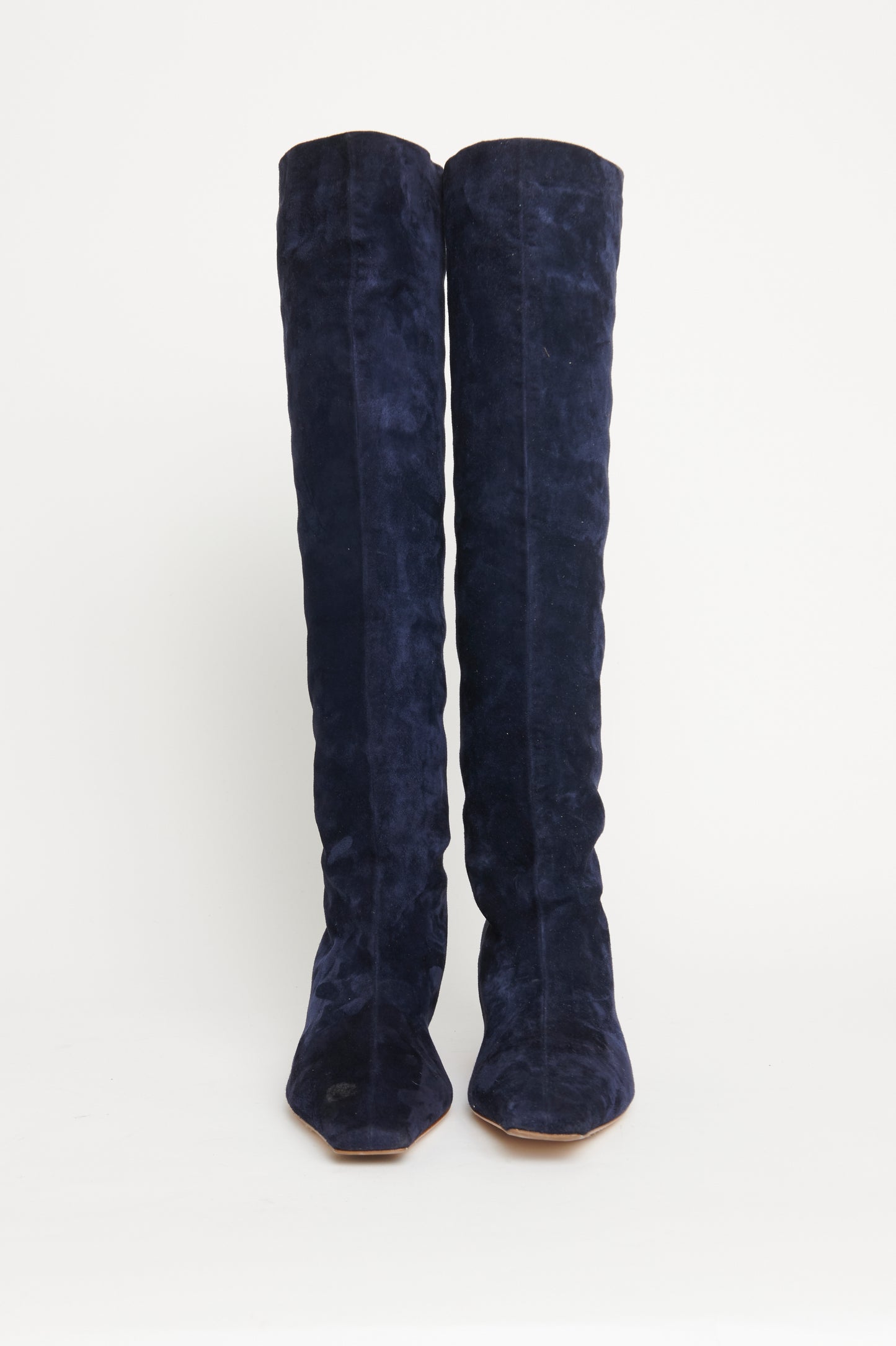 Navy Suede Preowned Knee High Boots