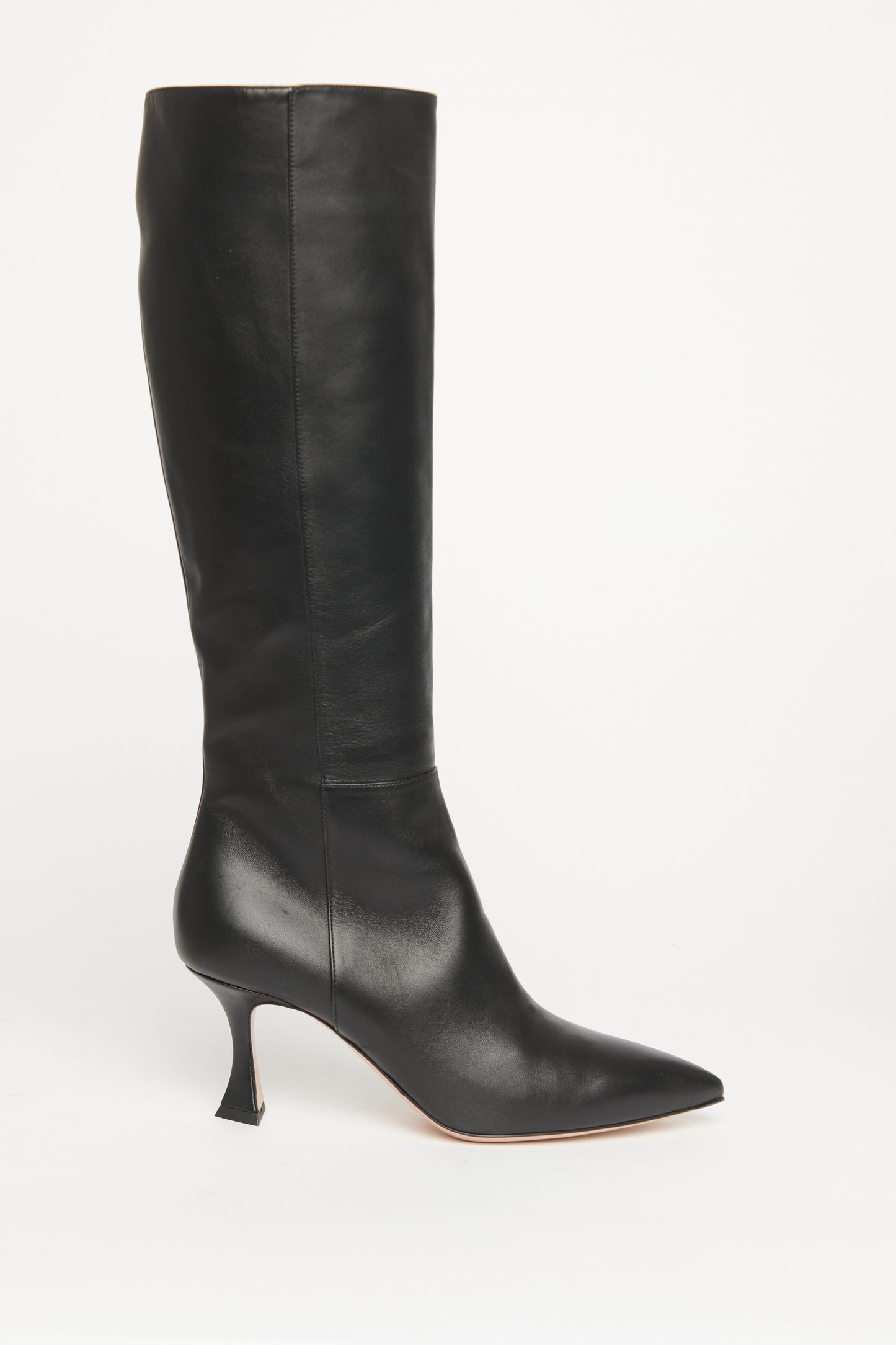 Black Leather Preowned Knee High Boots