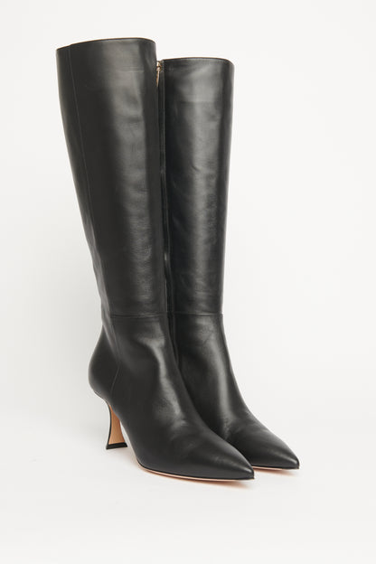 Black Leather Preowned Knee High Boots