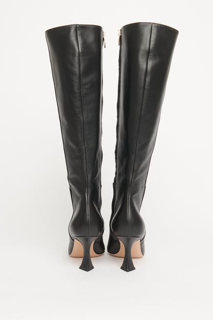 Black Leather Preowned Knee High Boots