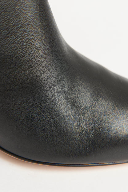 Black Leather Preowned Knee High Boots