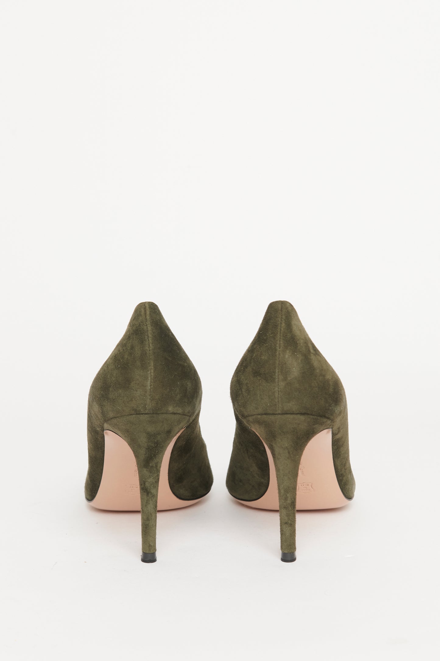 Khaki Pointed Preowned Heeled Pumps