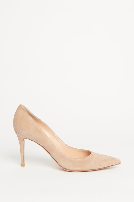 Beige Pointed Preowned Heeled Pumps