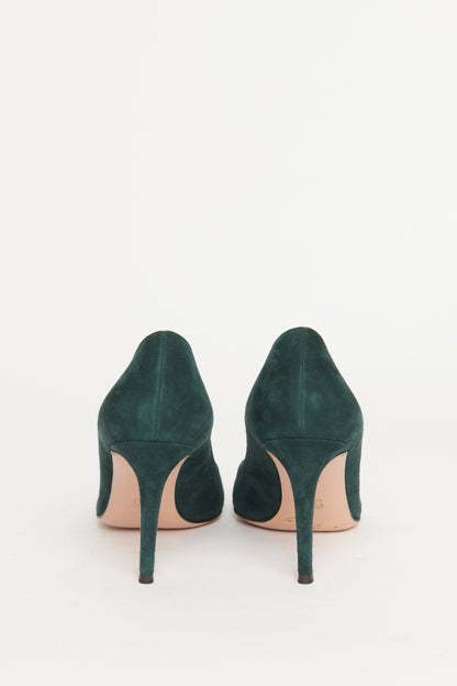 Evergreen Pointed Preowned Heeled Pumps