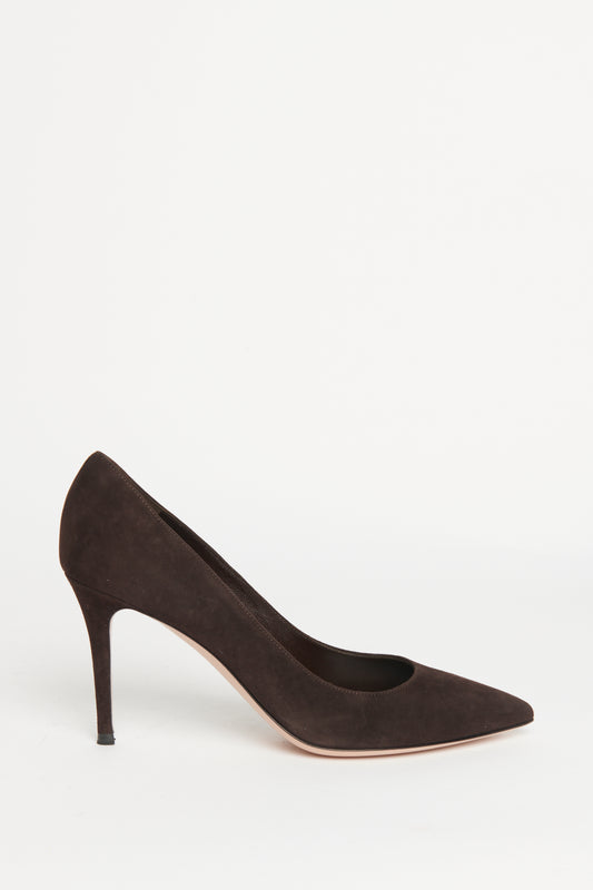 Brown Pointed Preowned Heeled Pumps