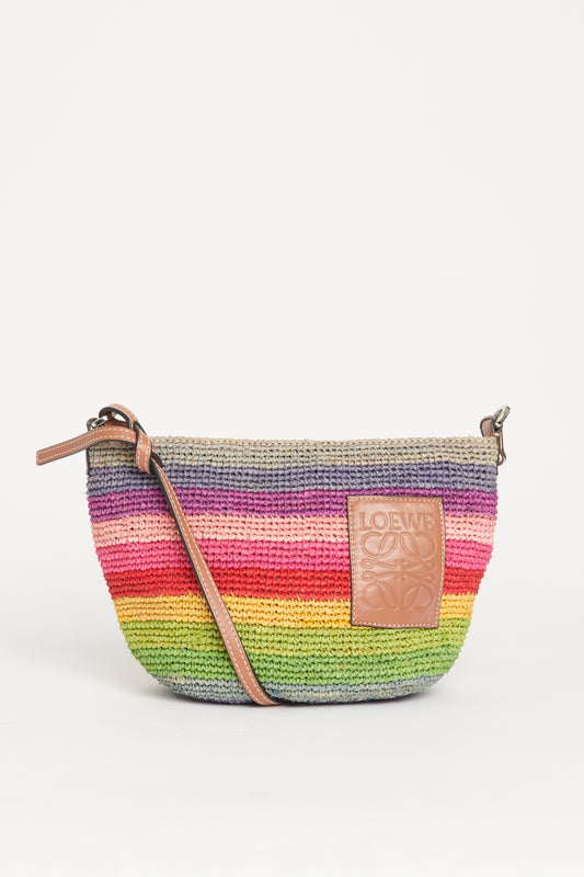 2019 Raffia Paula's Ibiza Rainbow Bucket Bag