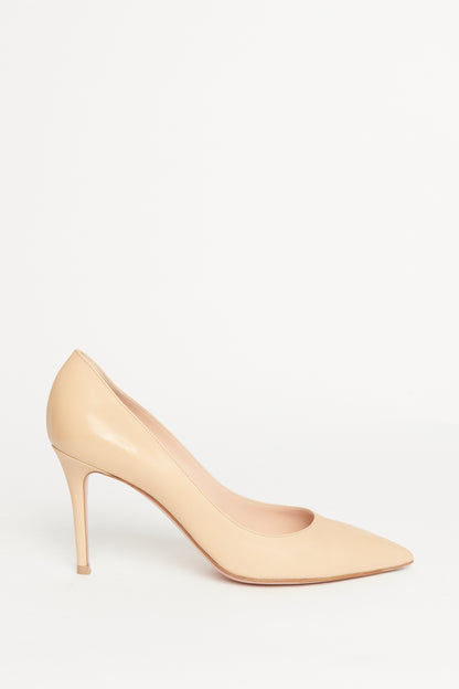 Cream Suede Pointed Preowned Heeled Pumps