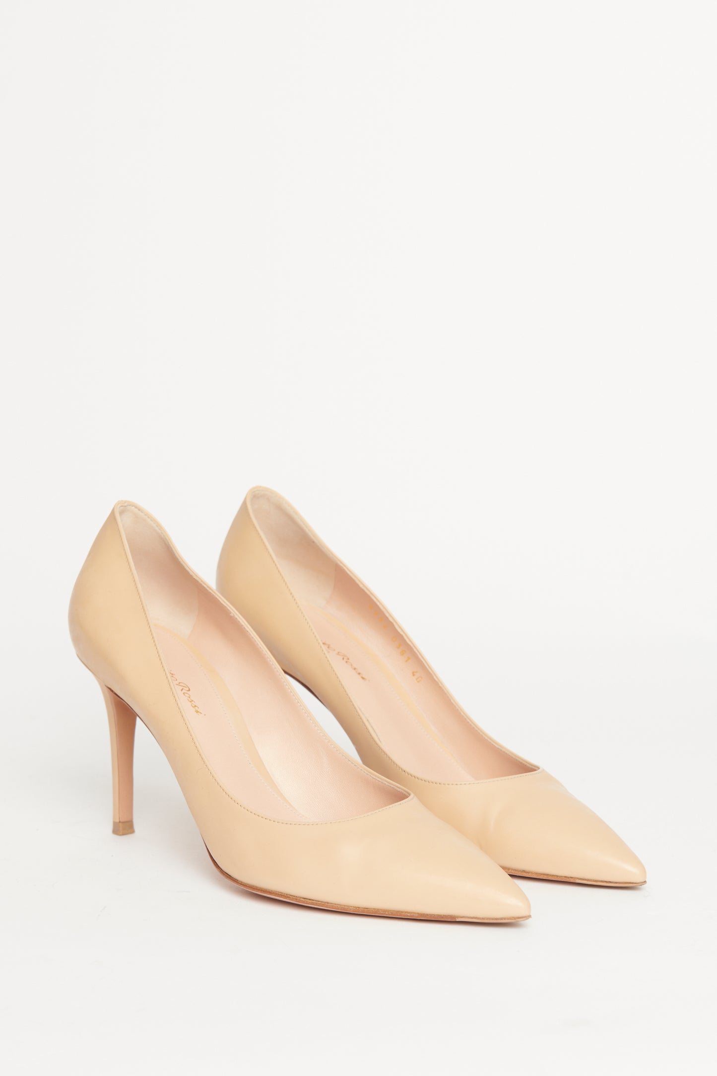 Cream Suede Pointed Preowned Heeled Pumps