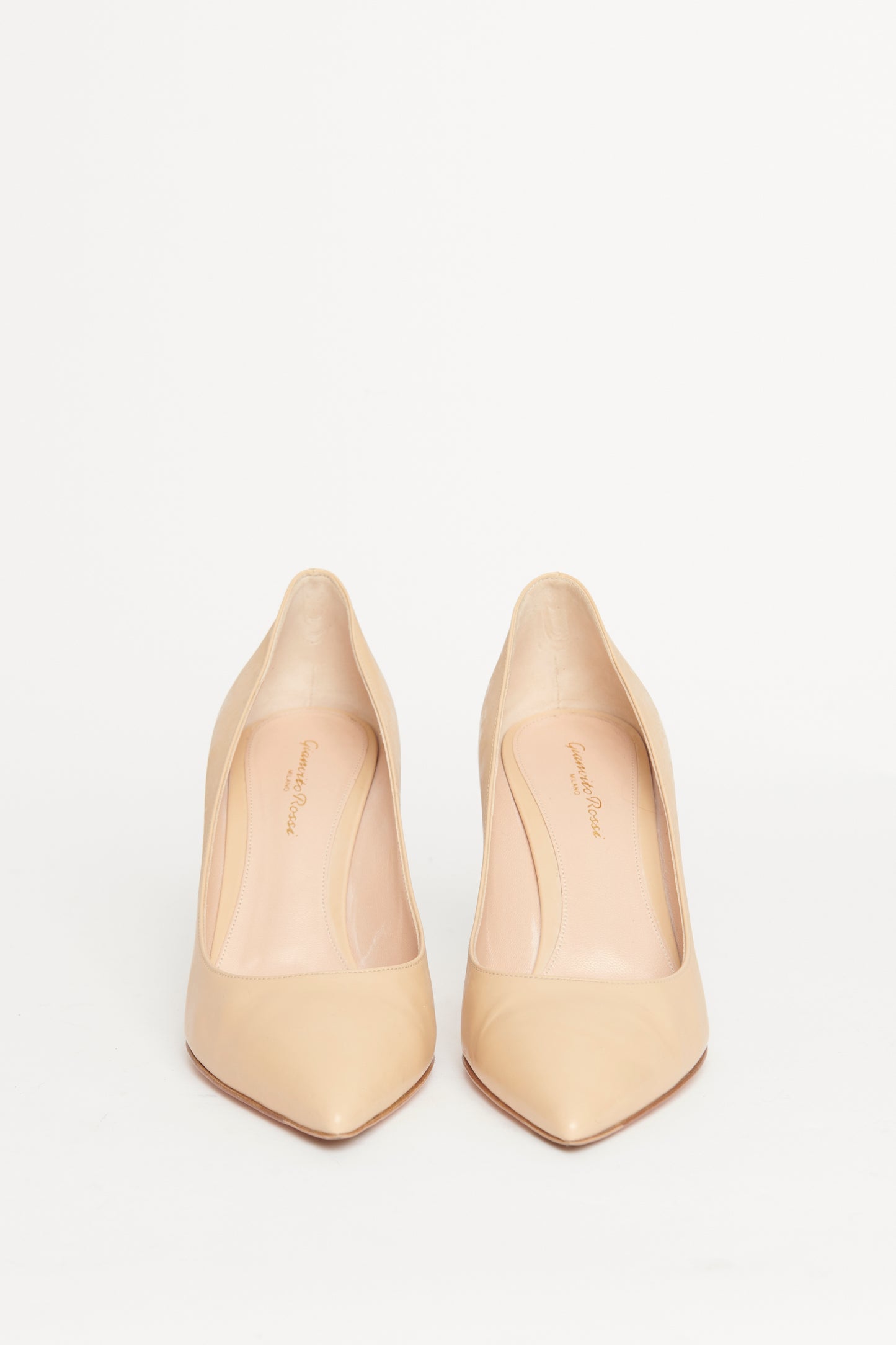 Cream Suede Pointed Preowned Heeled Pumps