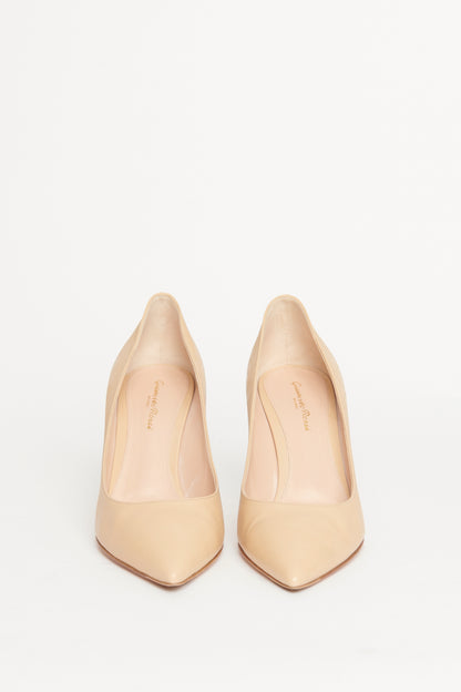 Cream Suede Pointed Preowned Heeled Pumps