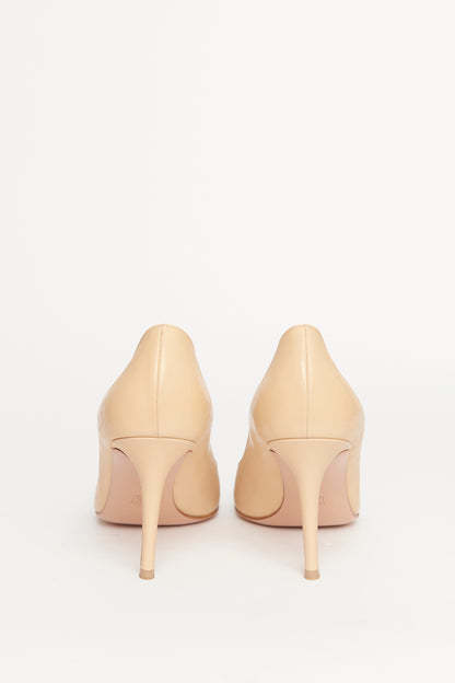 Cream Suede Pointed Preowned Heeled Pumps