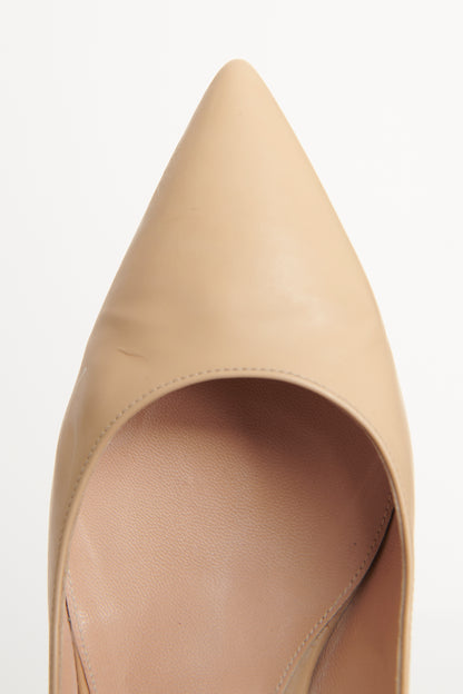 Cream Suede Pointed Preowned Heeled Pumps