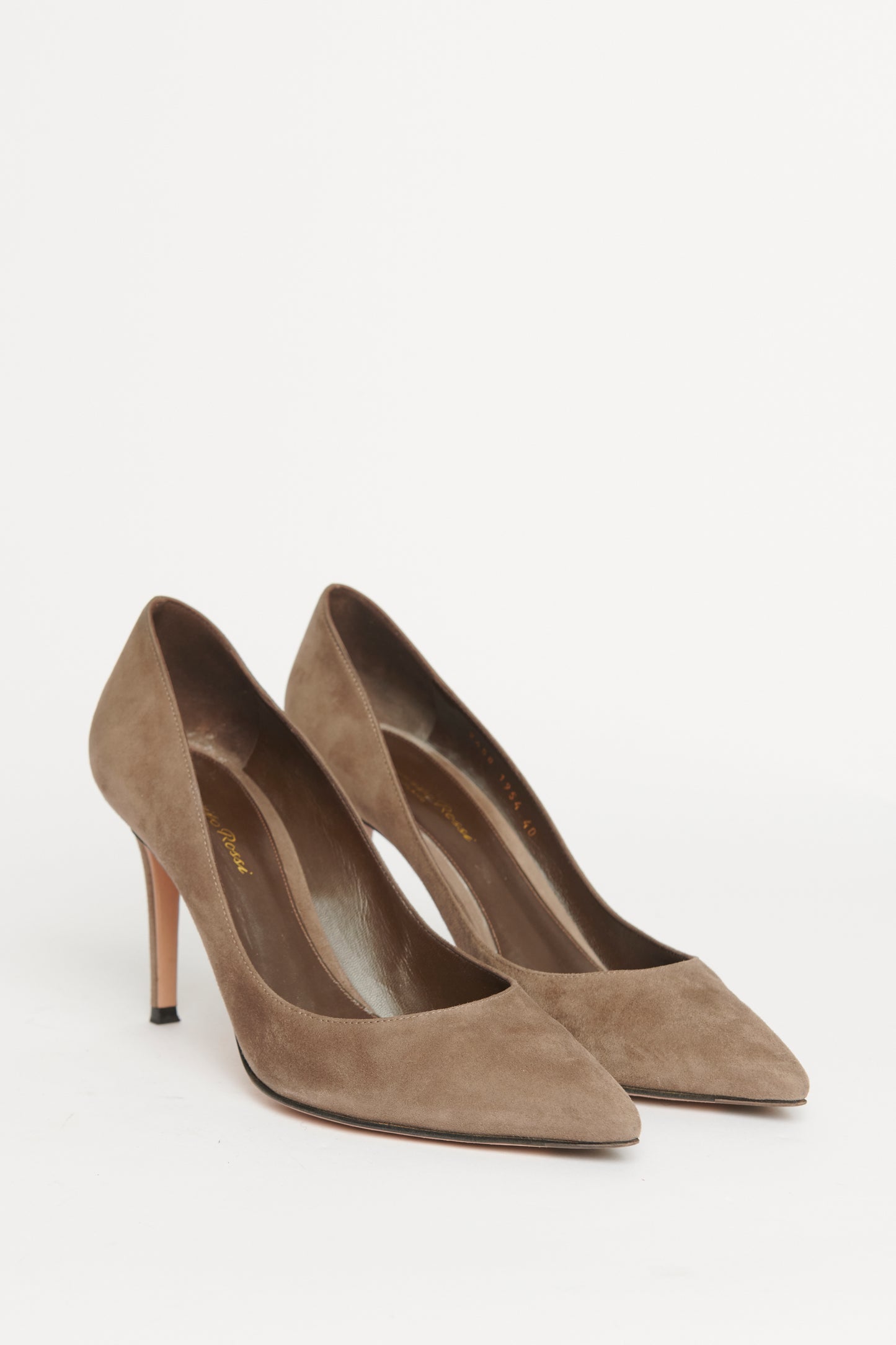 Taupe Suede Pointed Preowned Heeled Pumps