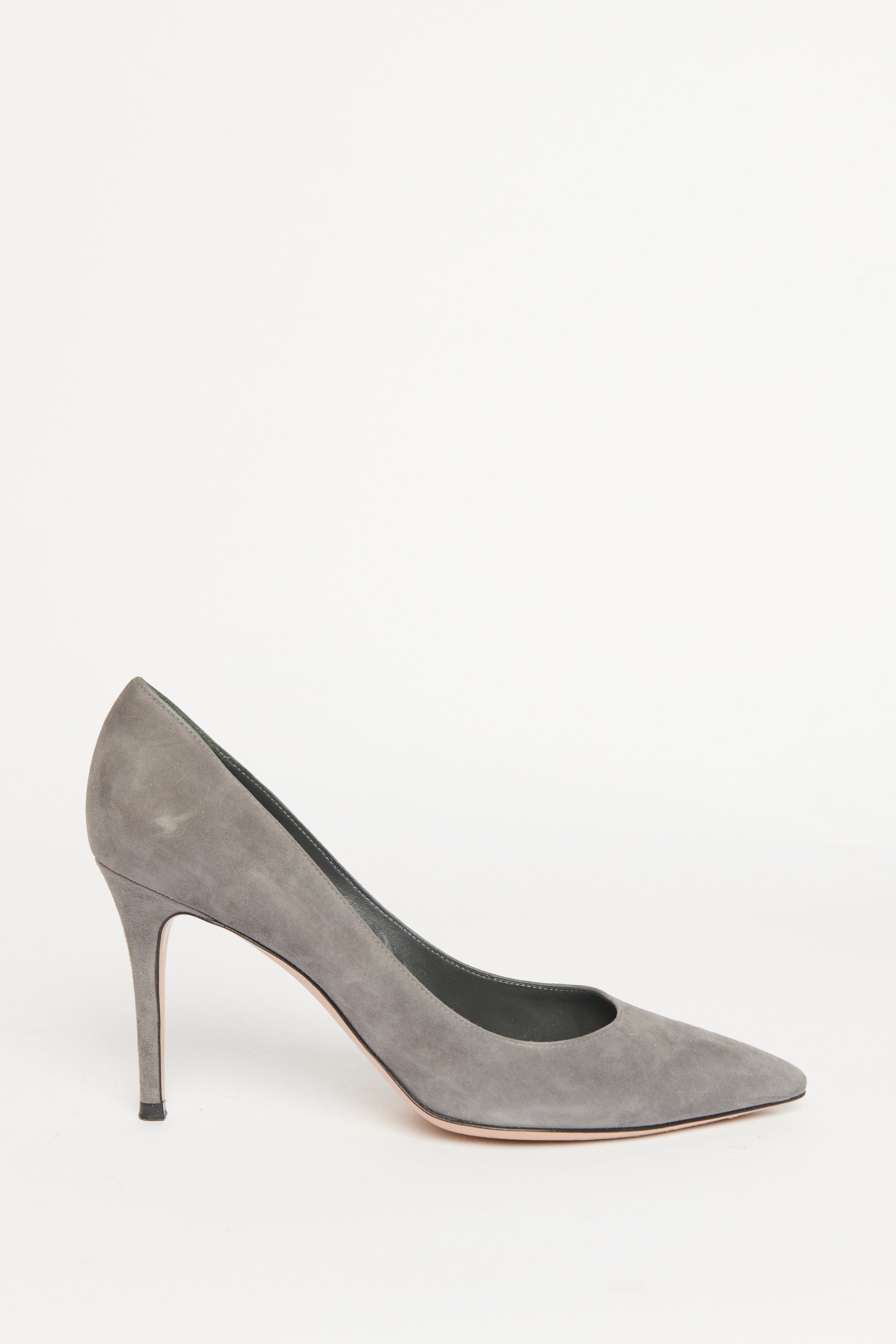 Gianvito Rossi Grey Suede Pointed Preowned Heeled Pumps Reluxe Fashion