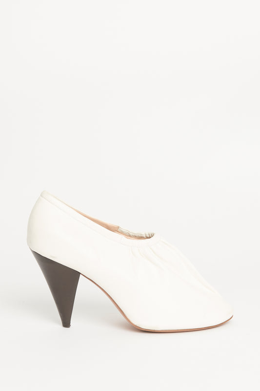 White Ballerina Preowned Triangle Heels