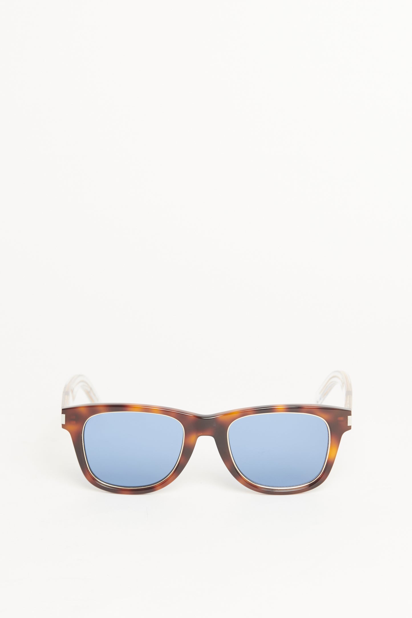 Square Tortoise Havana & Crystal Blue Preowned Sunglasses