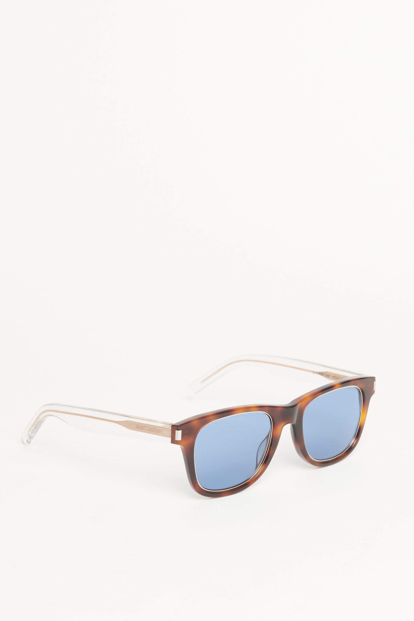 Square Tortoise Havana & Crystal Blue Preowned Sunglasses