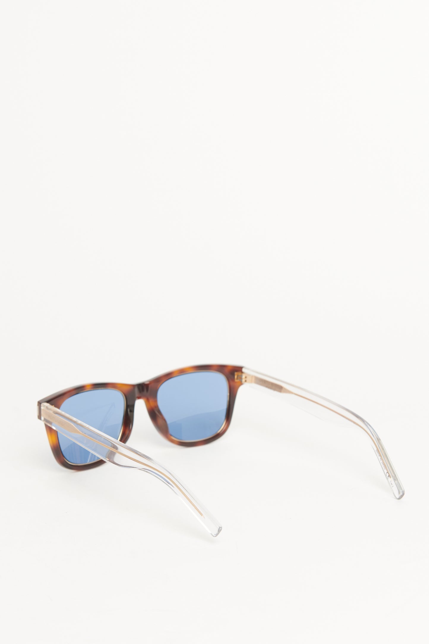 Square Tortoise Havana & Crystal Blue Preowned Sunglasses