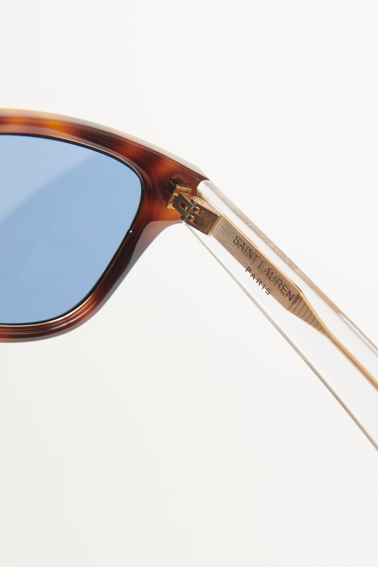 Square Tortoise Havana & Crystal Blue Preowned Sunglasses