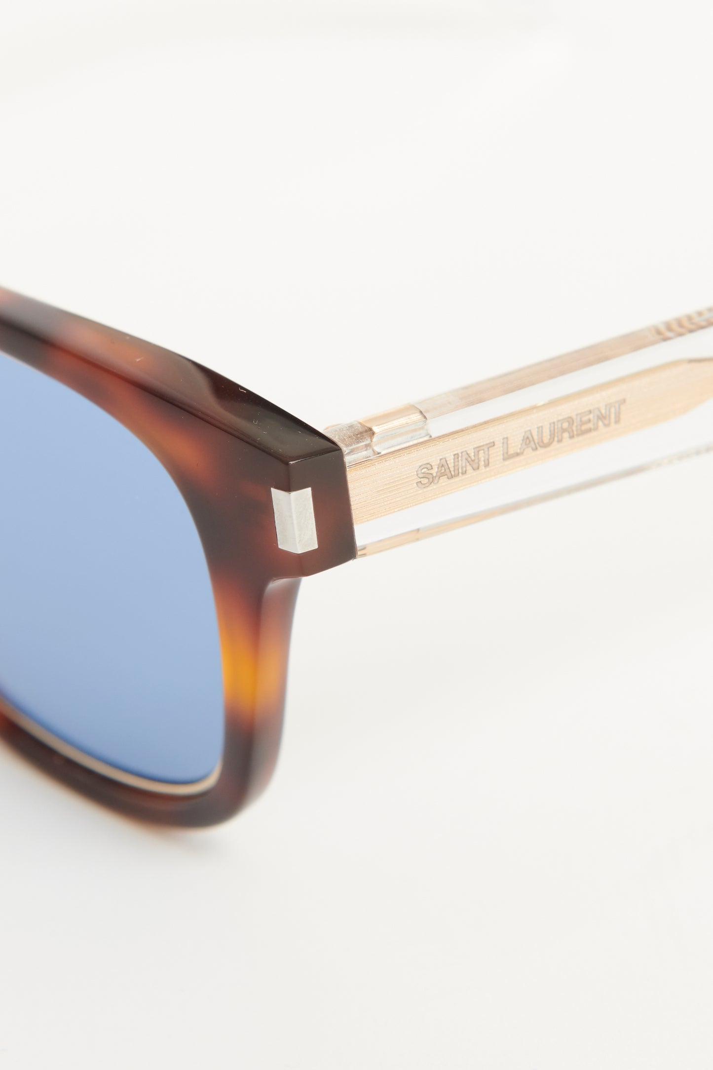 Square Tortoise Havana & Crystal Blue Preowned Sunglasses