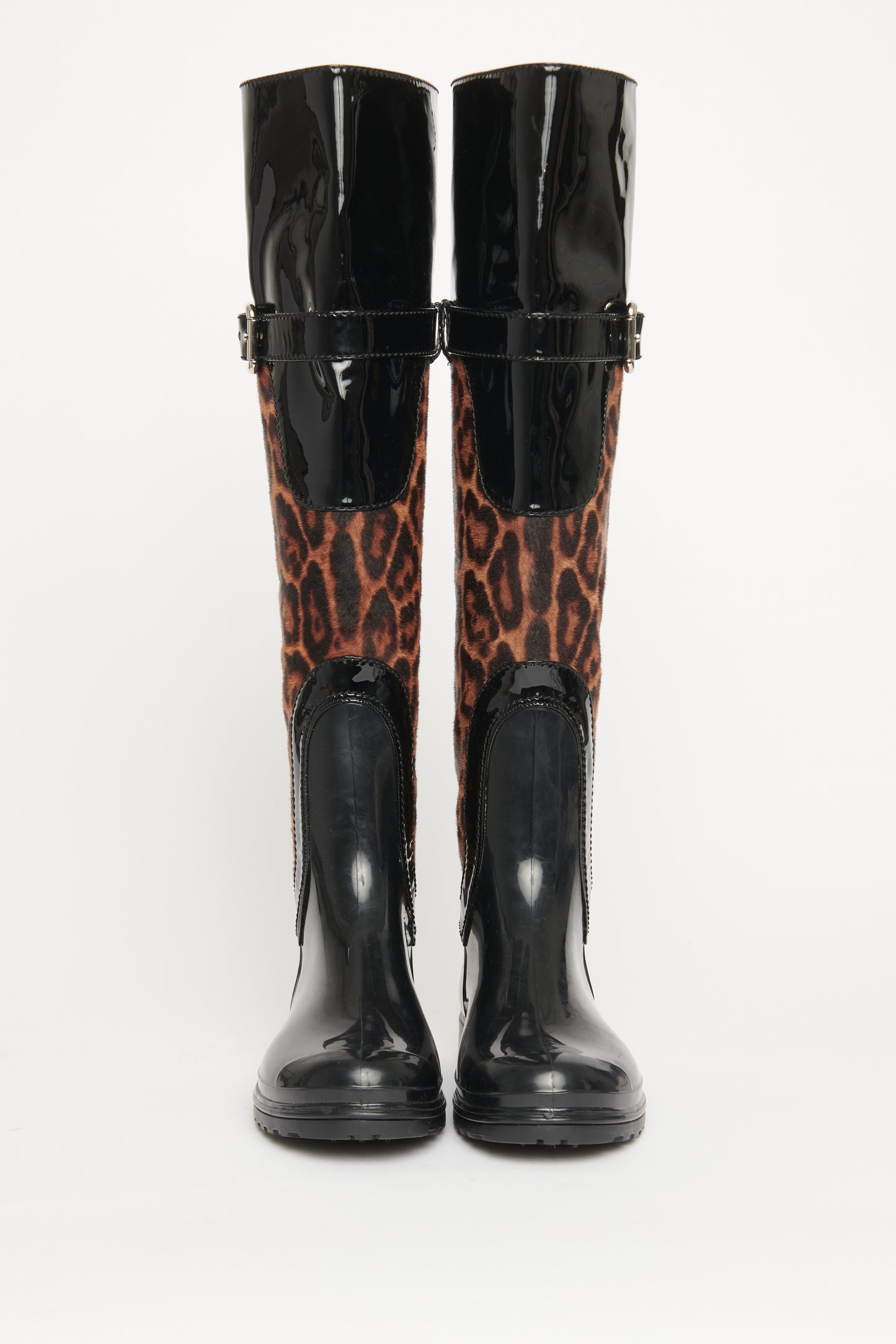 Leopard Calf Hair Preowned Rain Boots