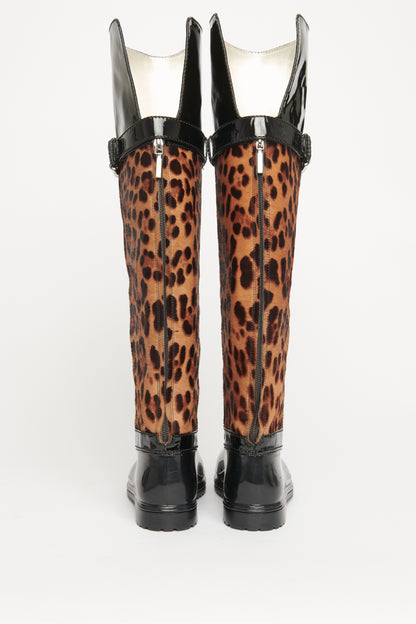 Leopard Calf Hair Preowned Rain Boots