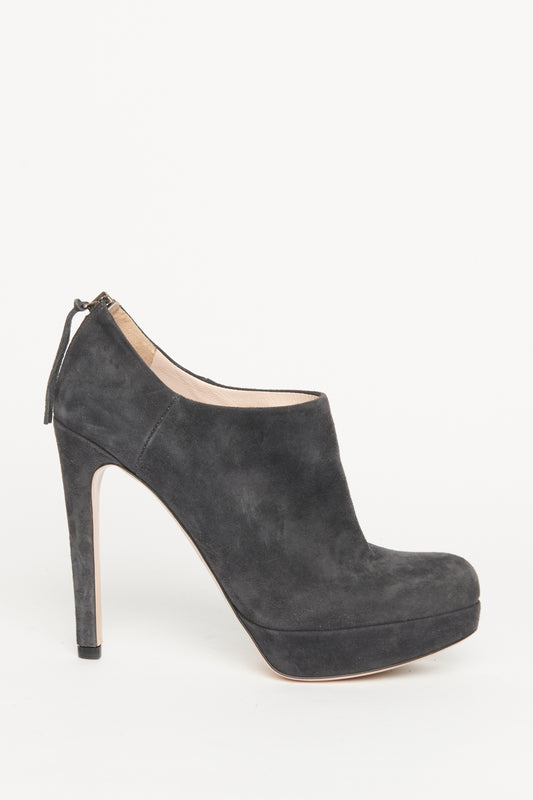 Grey Suede Platform Preowned Ankle Boot