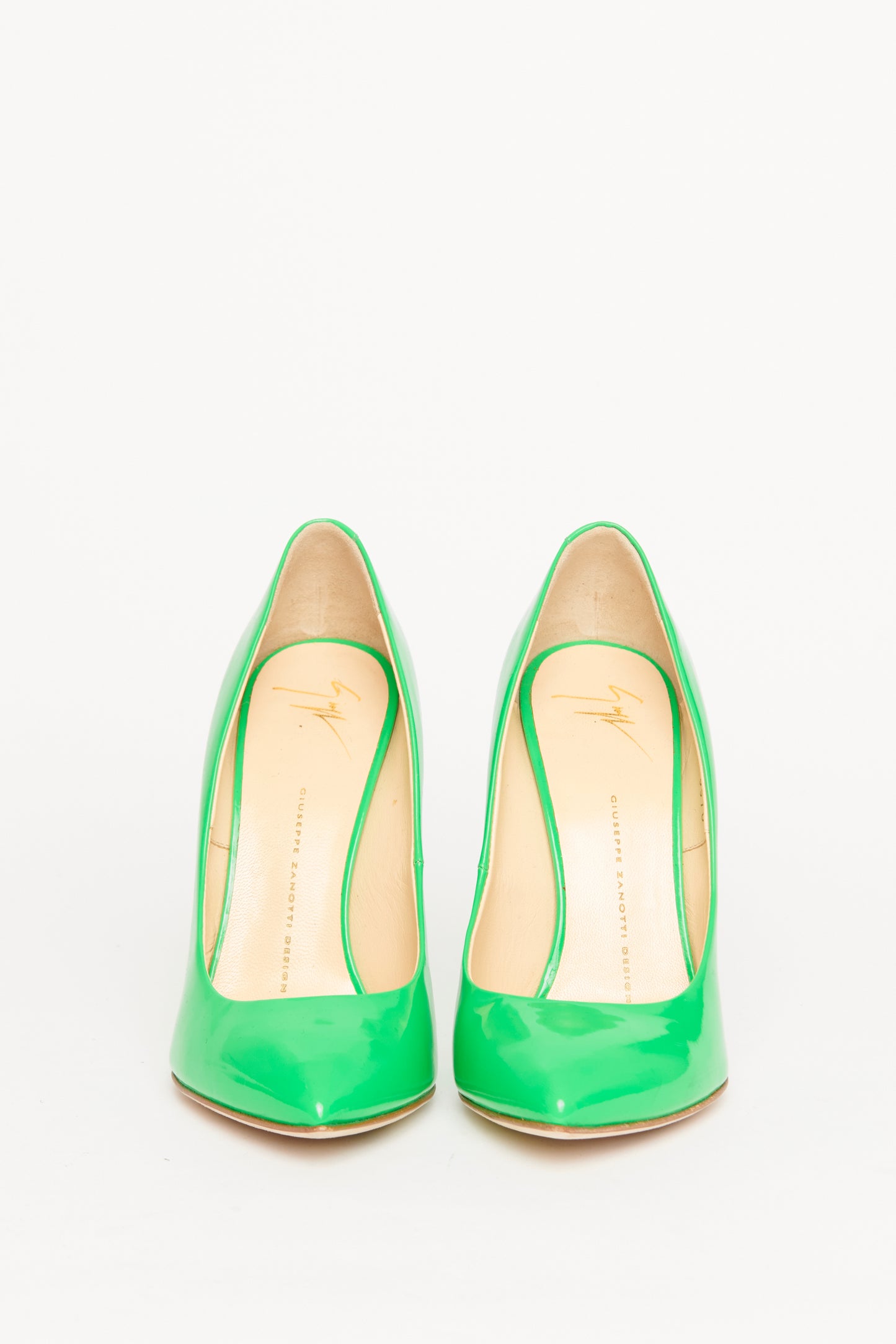 Green Patent Leather Pointed Toe Preowned Pumps