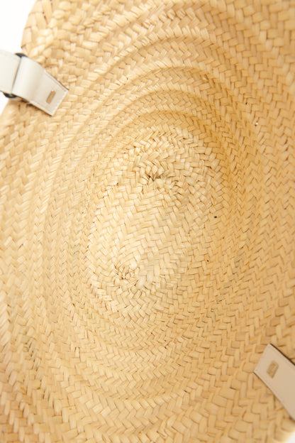 White Medium Raffia Basket Preowned Bag