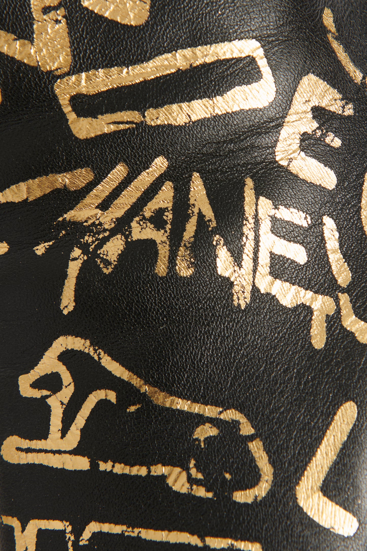 Black Gold Calfskin Graffiti Preowned Boots