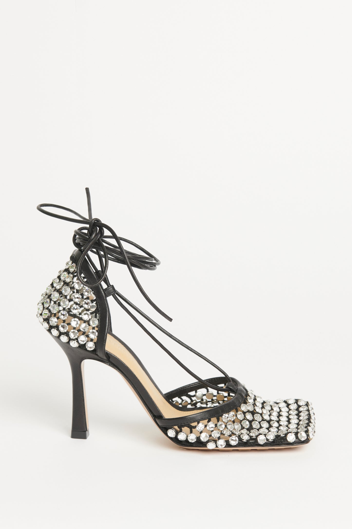 Black Strass-embellished Preowned Pumps