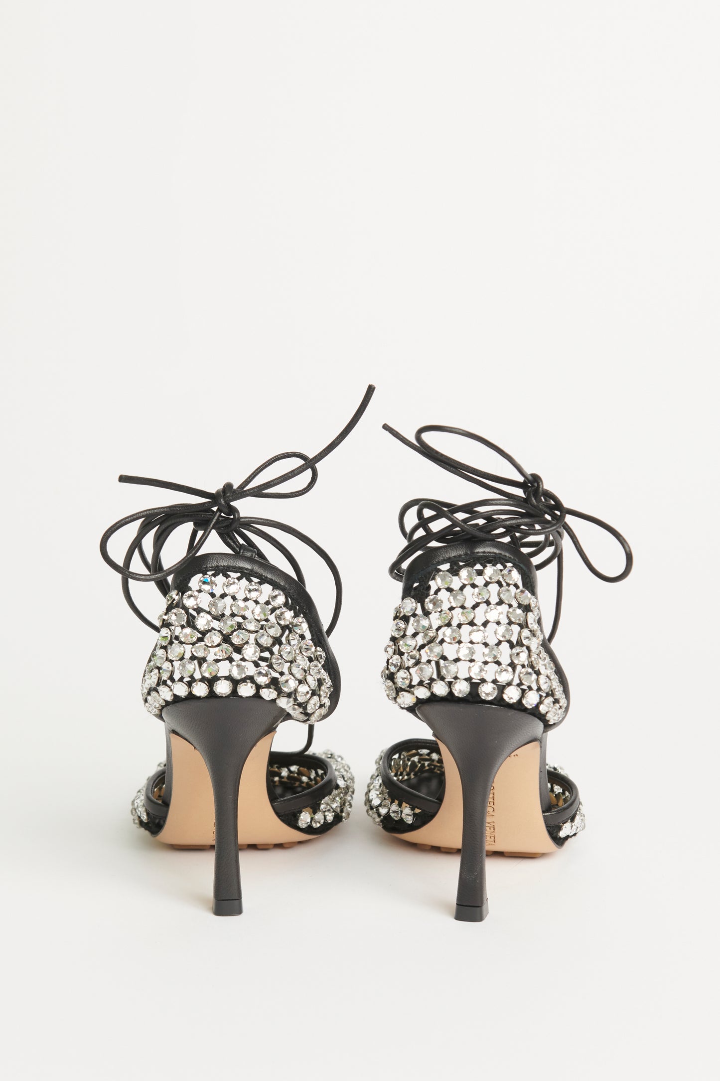 Black Strass-embellished Preowned Pumps