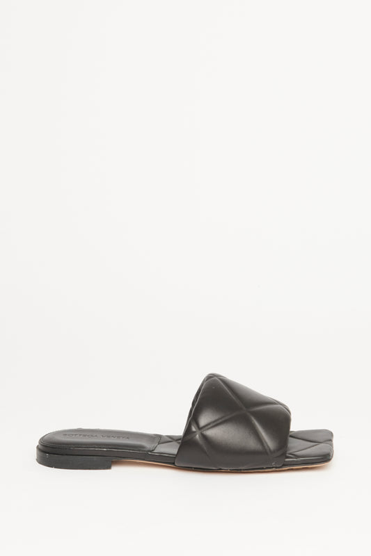 Black Lido Leather Preowned Flat Mules