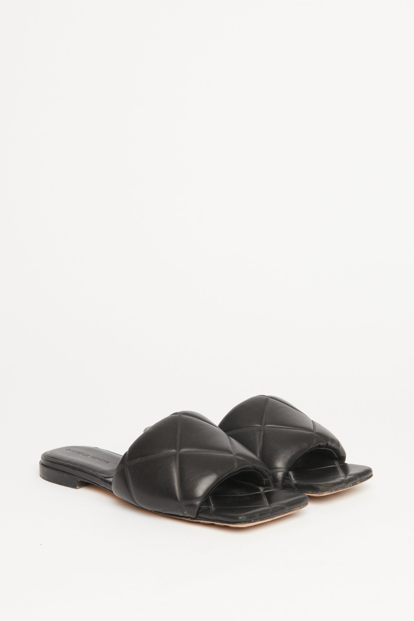 Black Lido Leather Preowned Flat Mules