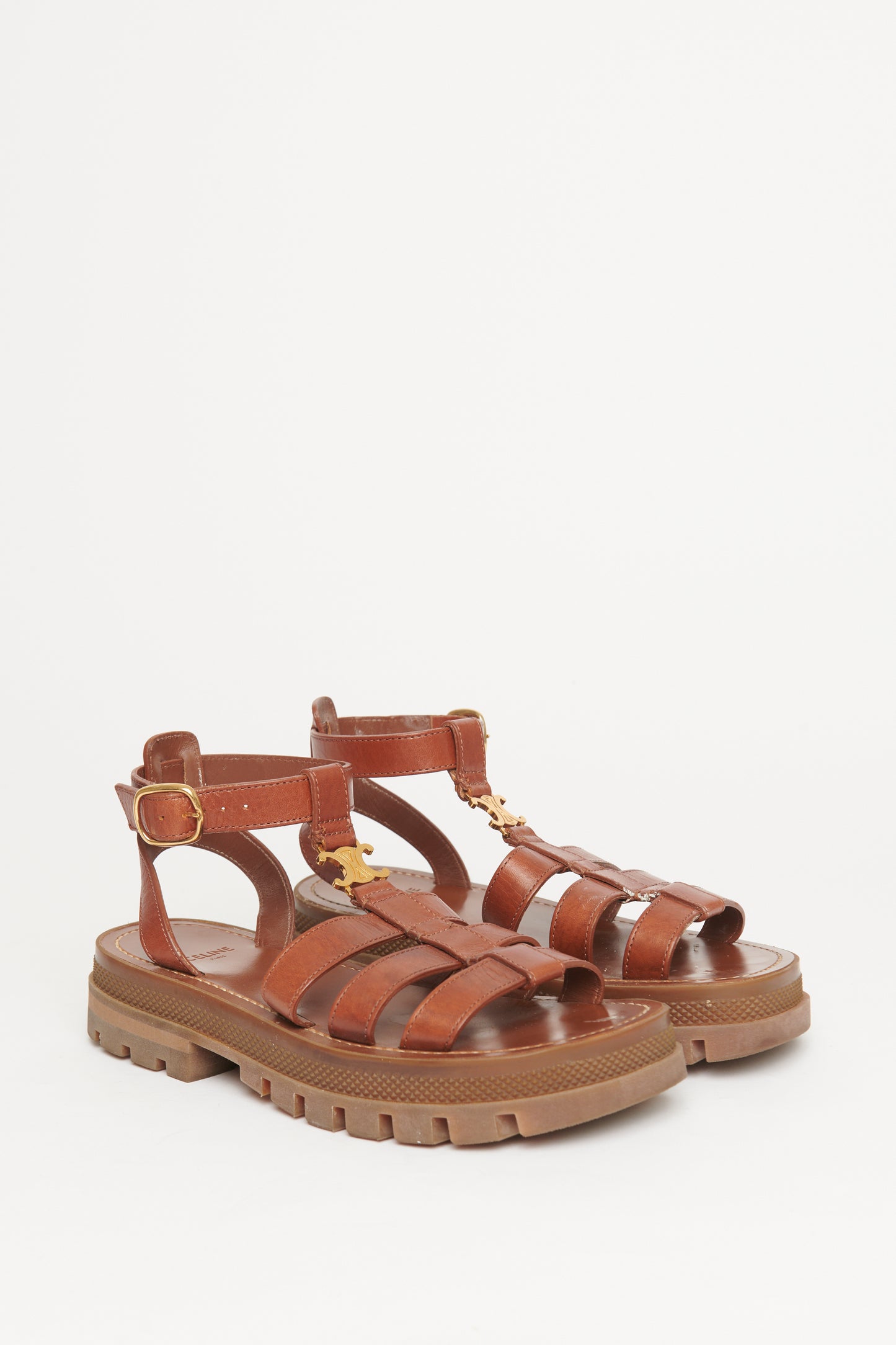 Leather Triomphe Clea Preowned Sandal