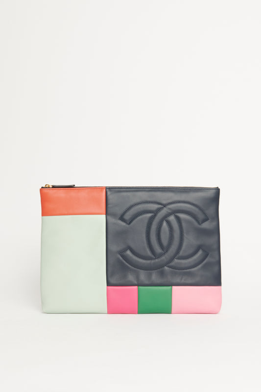 2015 Large Lambskin Colourblock Preowned Clutch