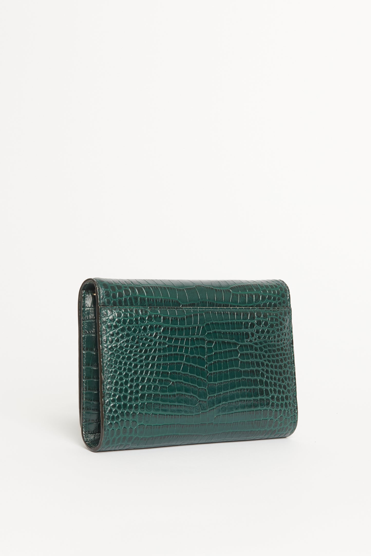 Croc Embossed Leather Preowned Varenne Clutch