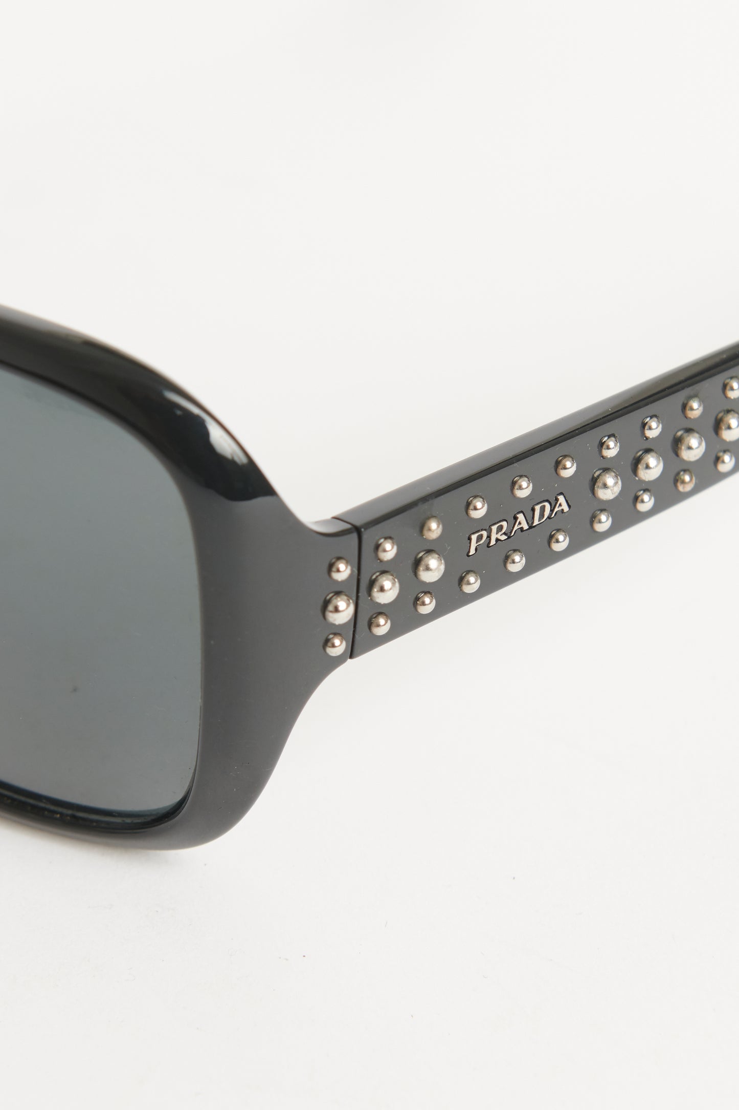 Ebony Square Frame Stud Preowned Sunglasses