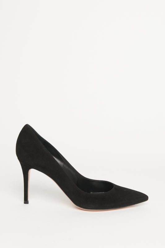 Black Suede Pointed Preowned Heel Pumps