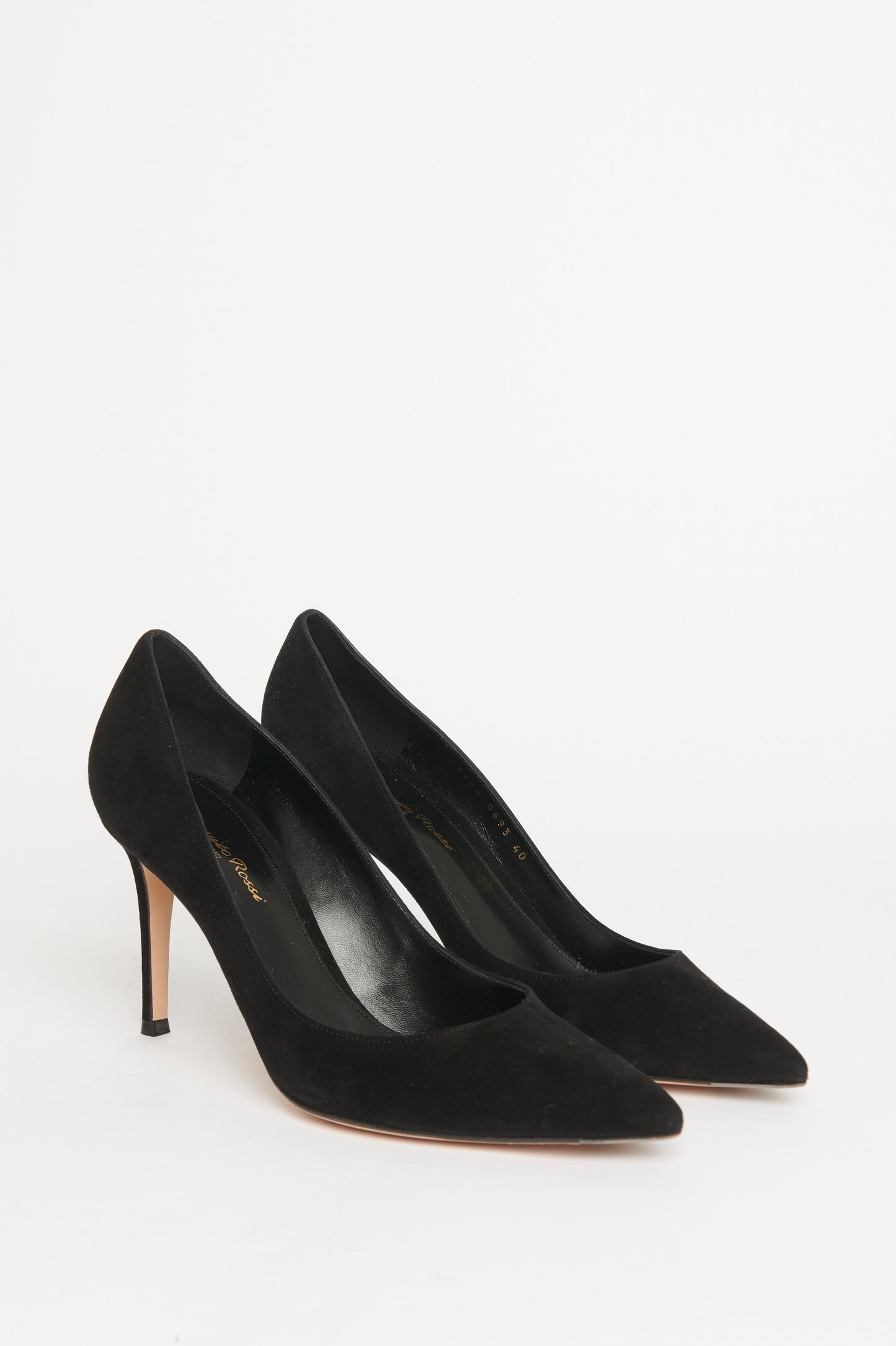 Black Suede Pointed Preowned Heel Pumps