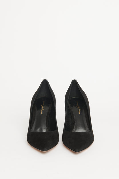 Black Suede Pointed Preowned Heel Pumps