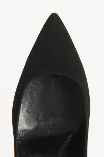 Black Suede Pointed Preowned Heel Pumps