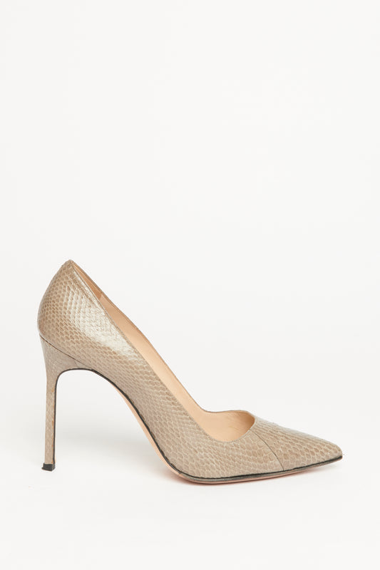 Grey 105 Snakeskin Preowned Pumps