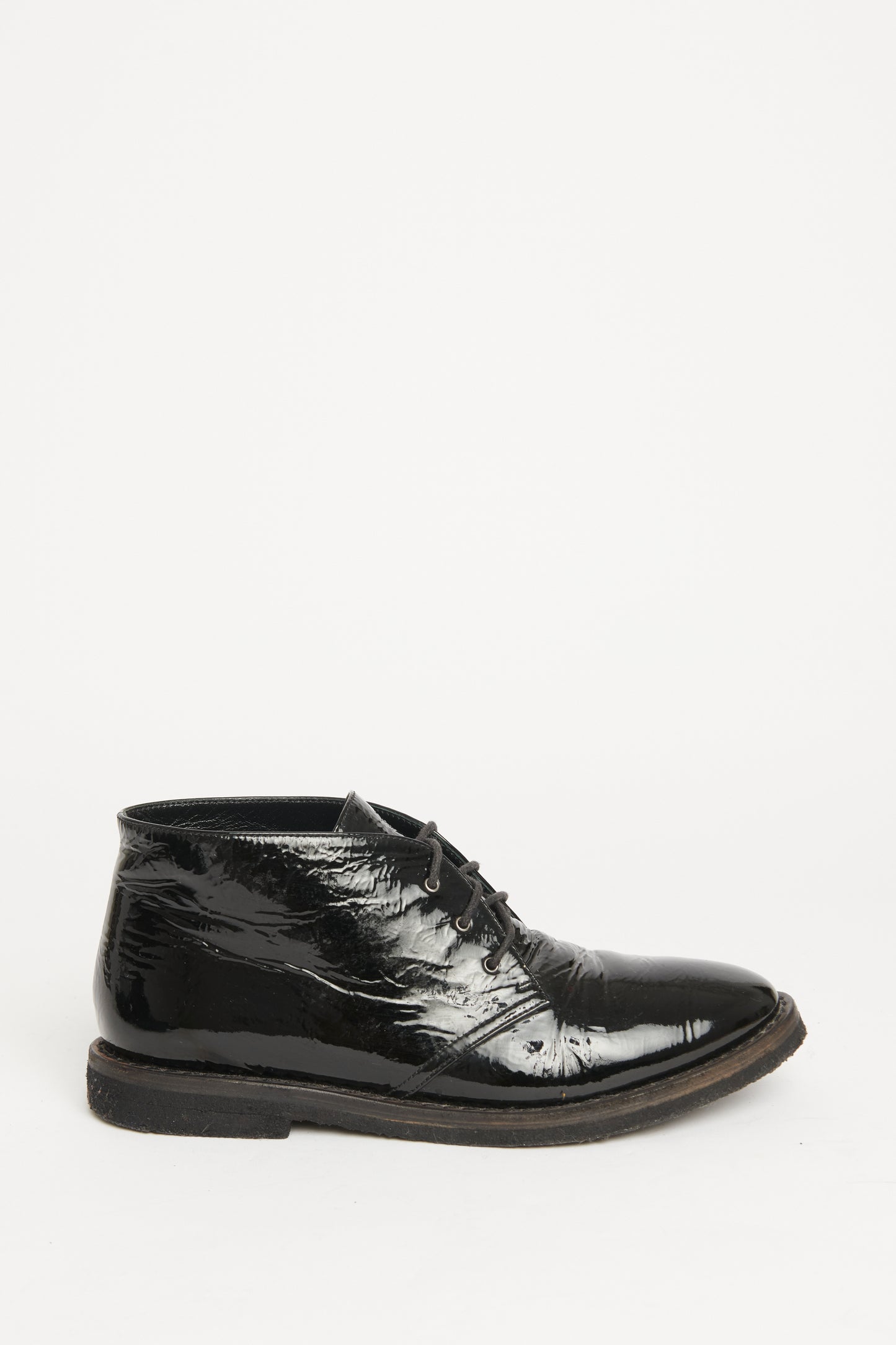 Patent Leather Lace-Up Preowned Boots