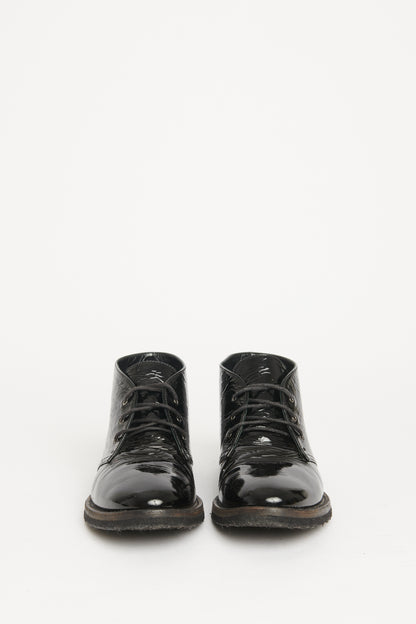 Patent Leather Lace-Up Preowned Boots