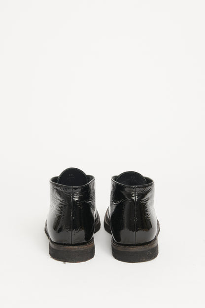 Patent Leather Lace-Up Preowned Boots