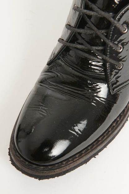 Patent Leather Lace-Up Preowned Boots