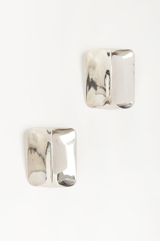 1980s Silver Tone Polished Preowned Clip Earrings