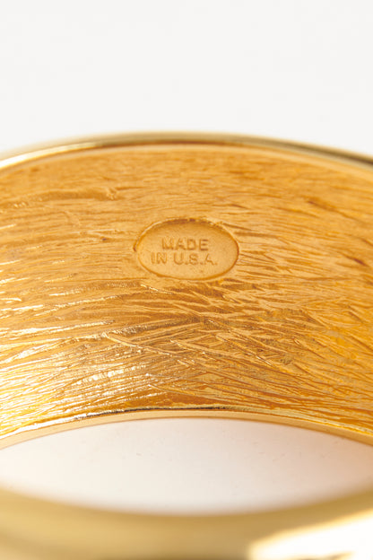 Polished Gold Look Preowned Hinged Bangle